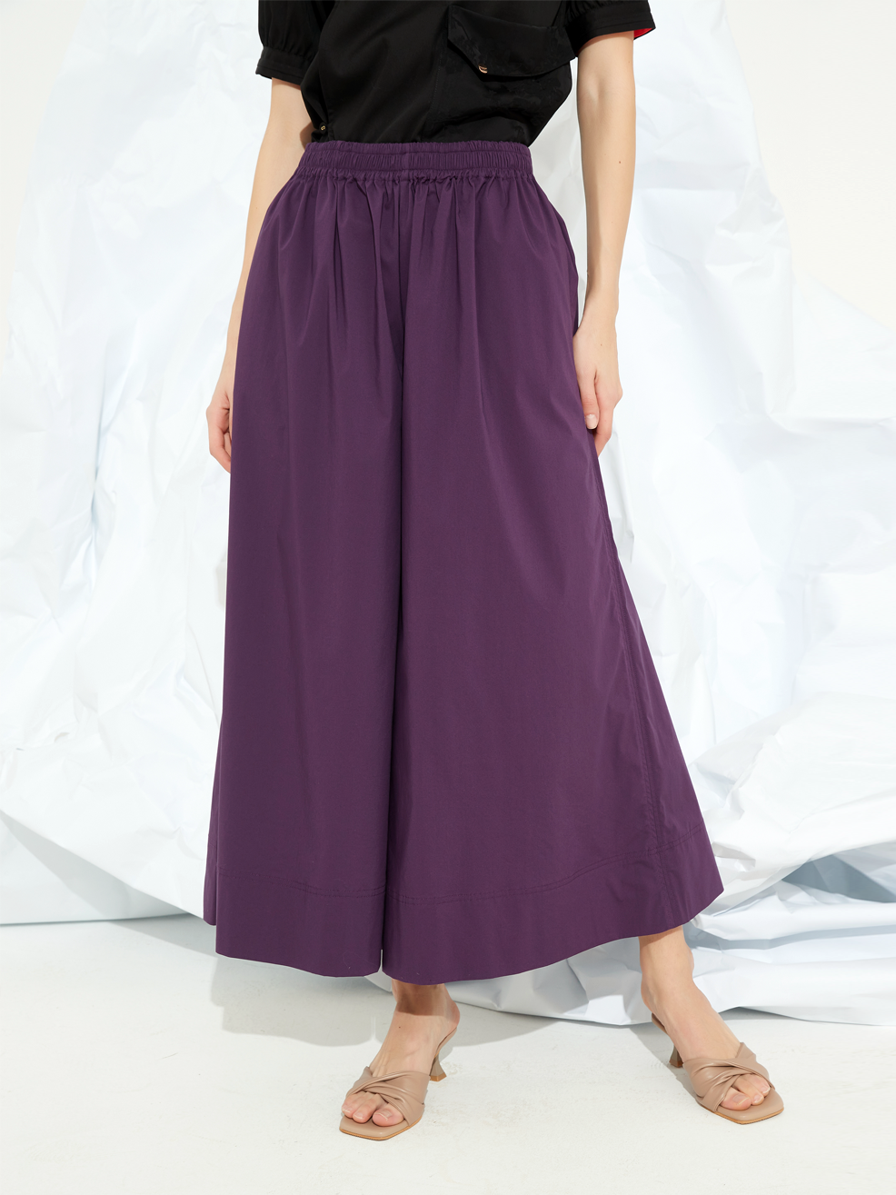 TENCEL BLEND WIDE-LEG TROUSERS