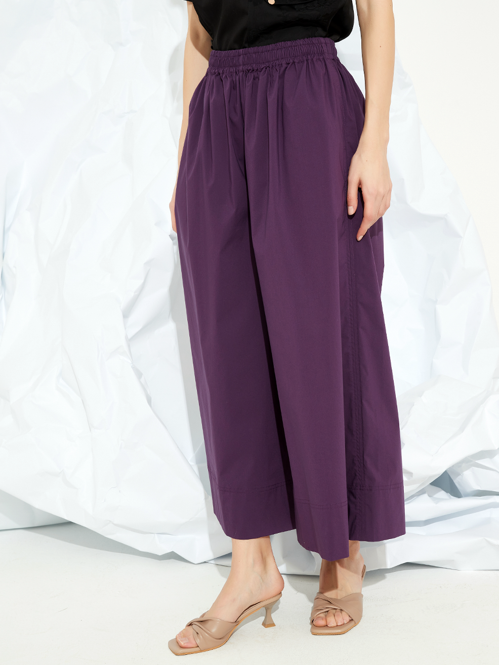 TENCEL BLEND WIDE-LEG TROUSERS