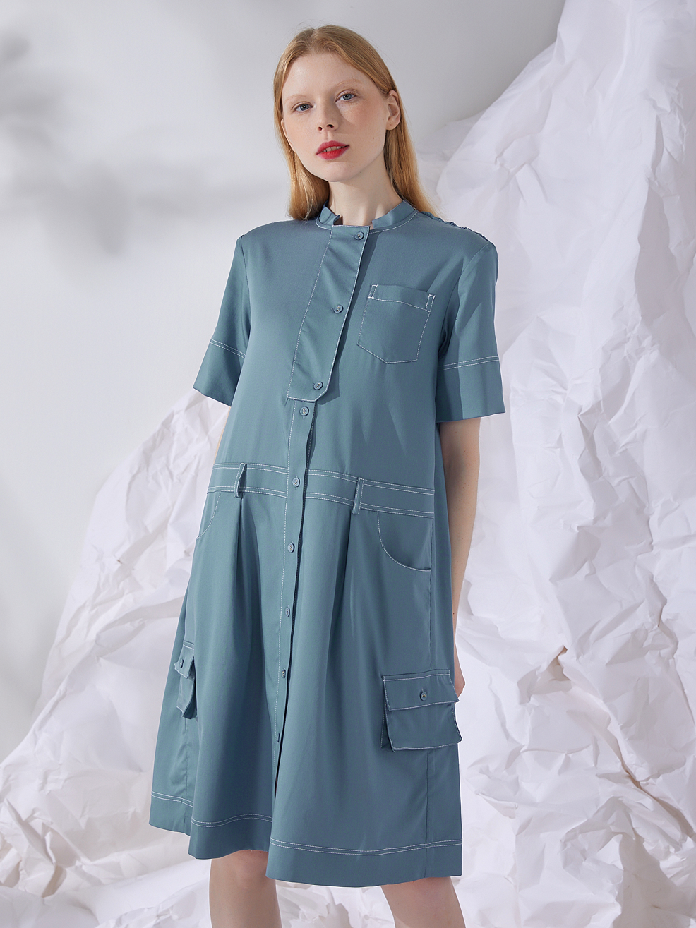 ASYMMETRIC SHIRT DRESS