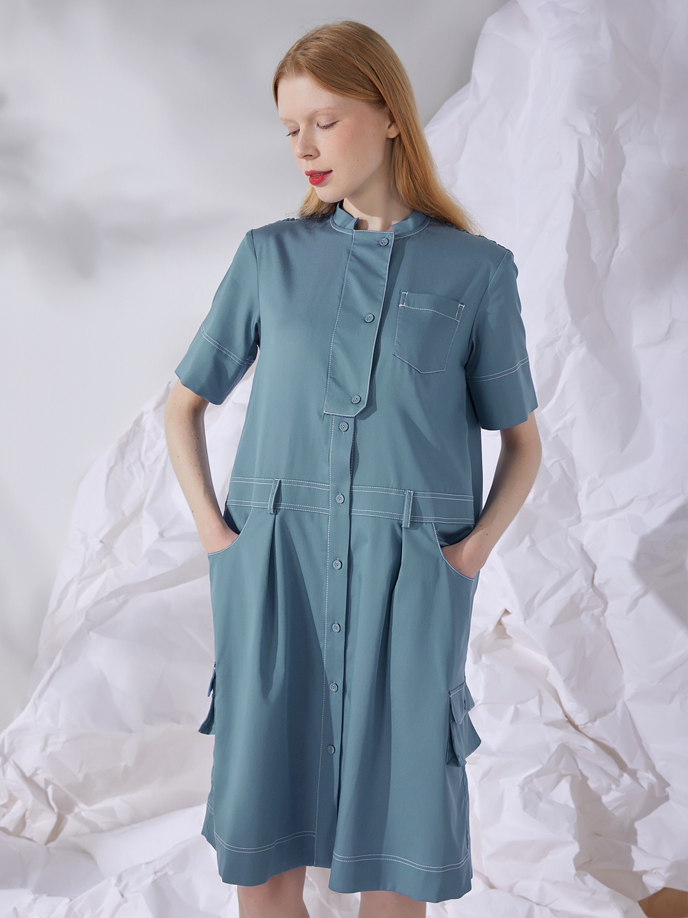 ASYMMETRIC SHIRT DRESS