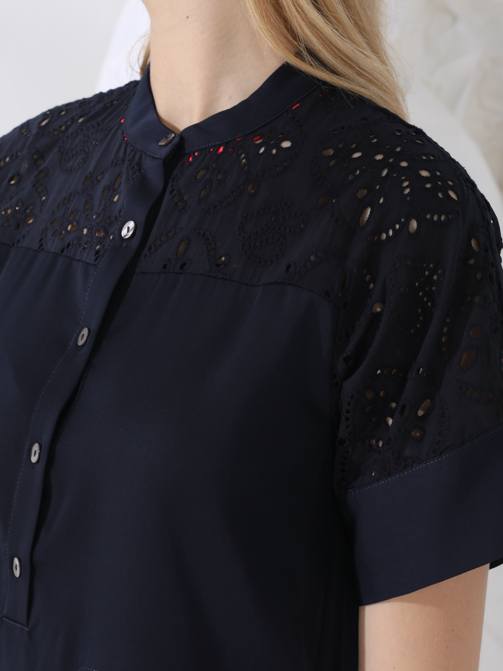 SCHIFFLI EMBROIDERED SHIRT DRESS