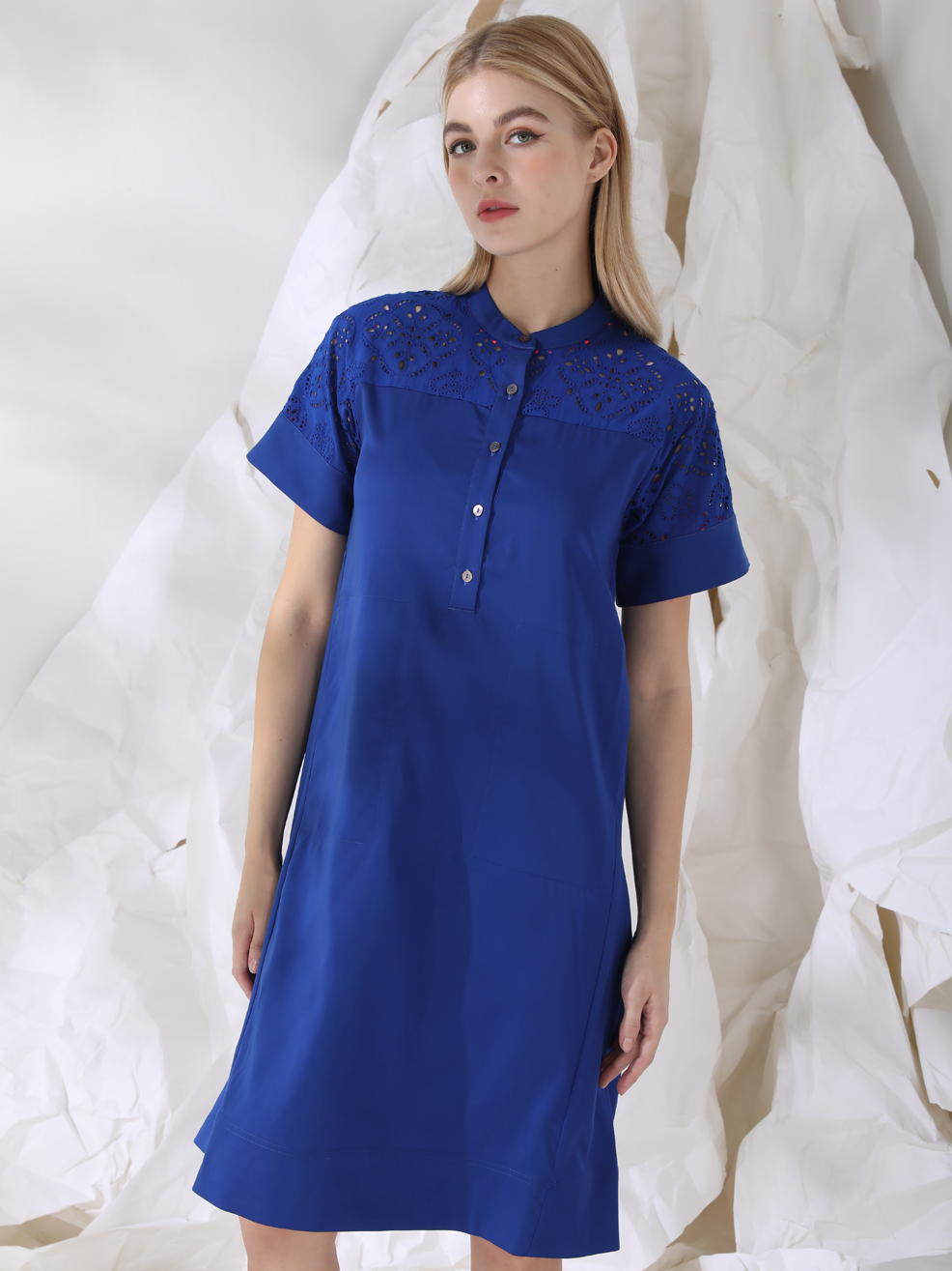 SCHIFFLI EMBROIDERED SHIRT DRESS