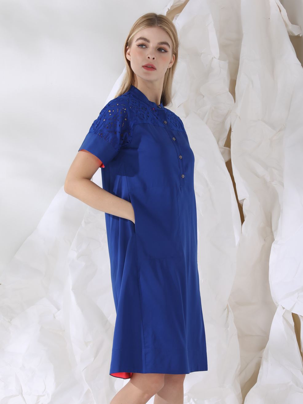 SCHIFFLI EMBROIDERED SHIRT DRESS