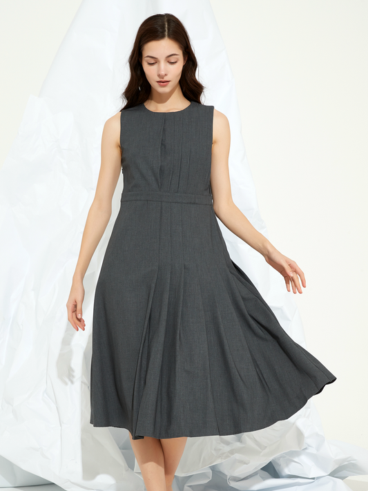 TENCEL PLEATED MIDI DRESS