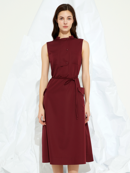 TENCEL COLLAR MIDI DRESS