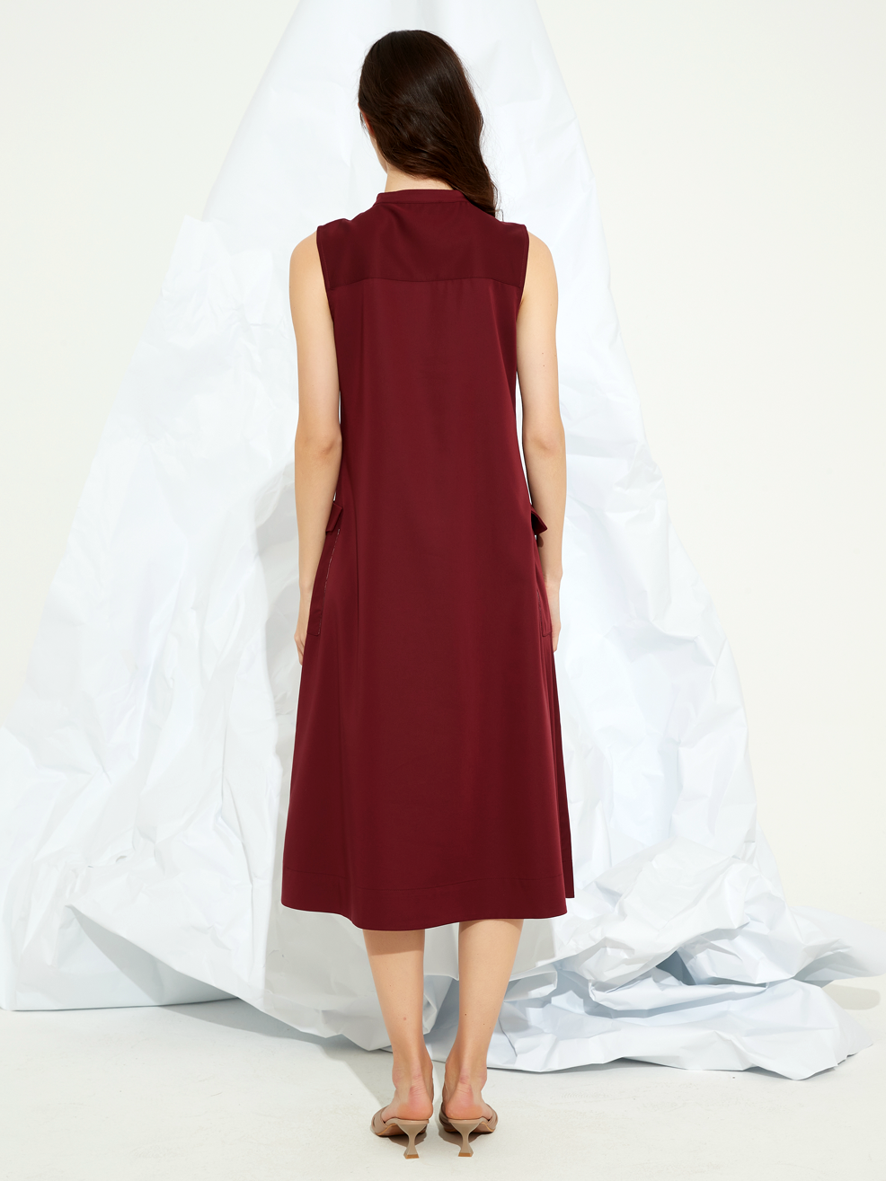 TENCEL COLLAR MIDI DRESS