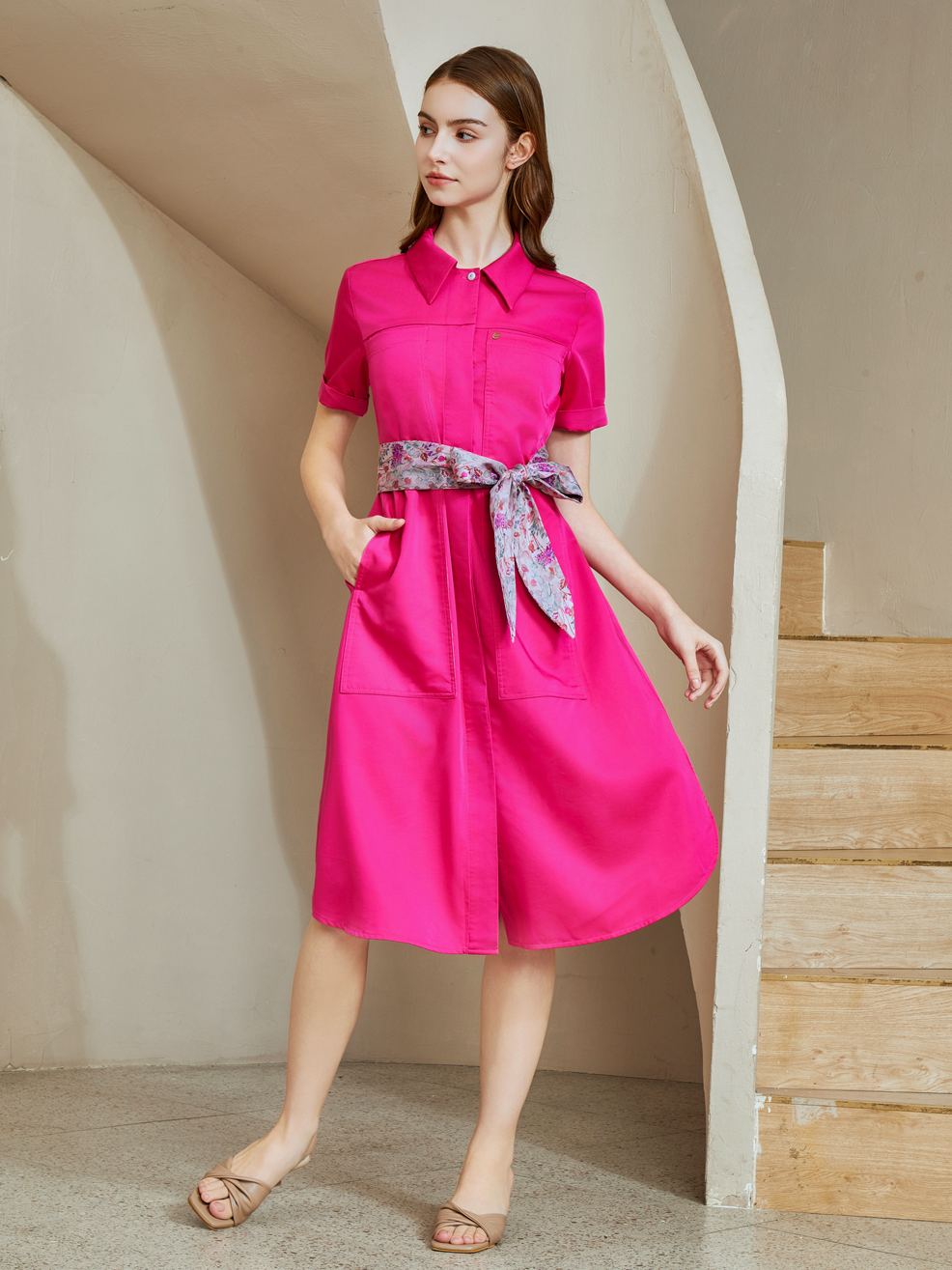 FLORA BELTED SHIRT DRESS