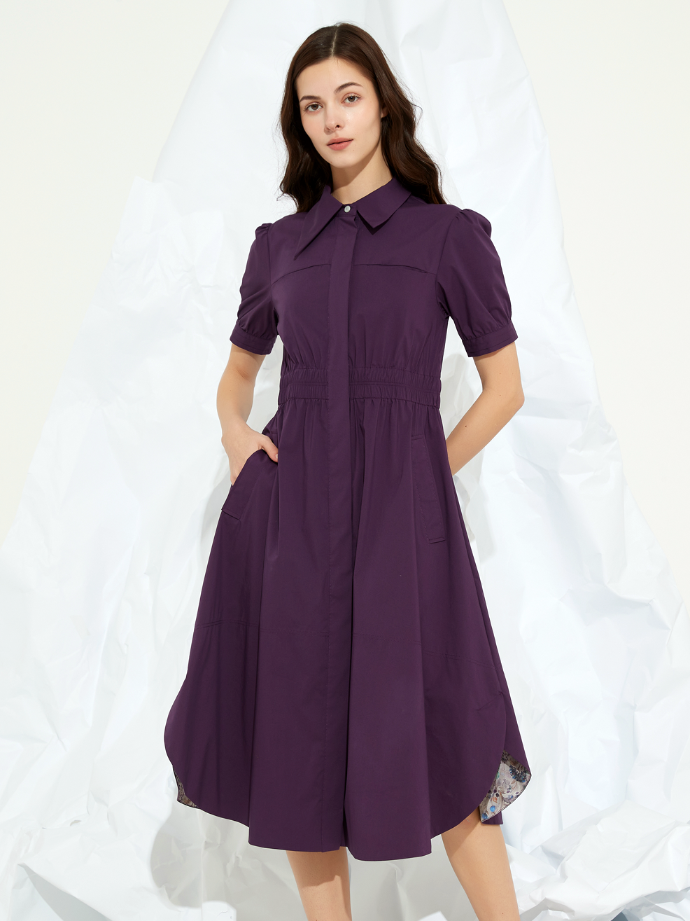 TENCEL BLEND MIDI SHIRT DRESS