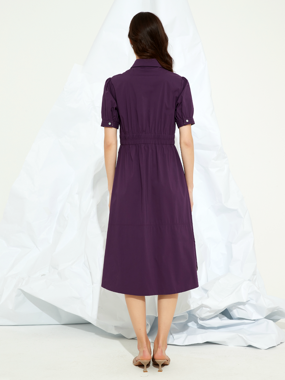 TENCEL BLEND MIDI SHIRT DRESS